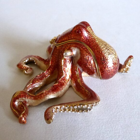 NOBILITY ENAMEL ENAMELED BEJEWELED OCTOPUS TRINKET BOX (NEW IN BOX) - Picture 3 of 11